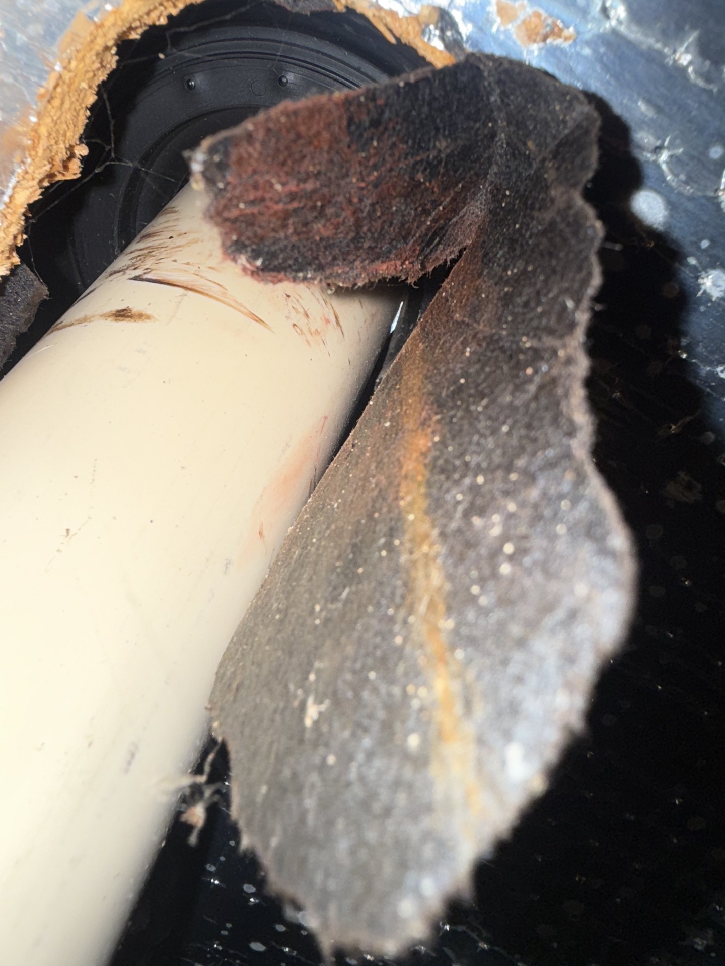 Gap around roof vent pipe roof jack found during ceiling stain inspection Alamo Ranch San Antonio 78254